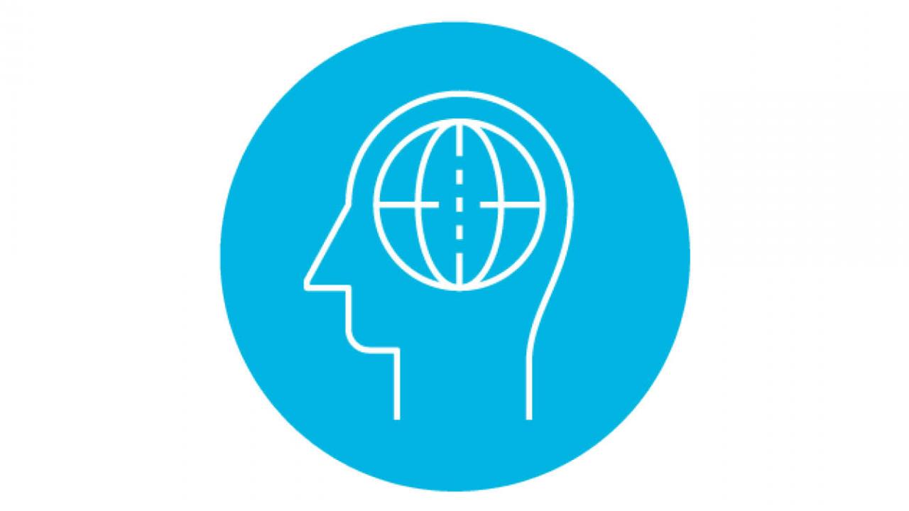 line icon of head with thinking brain