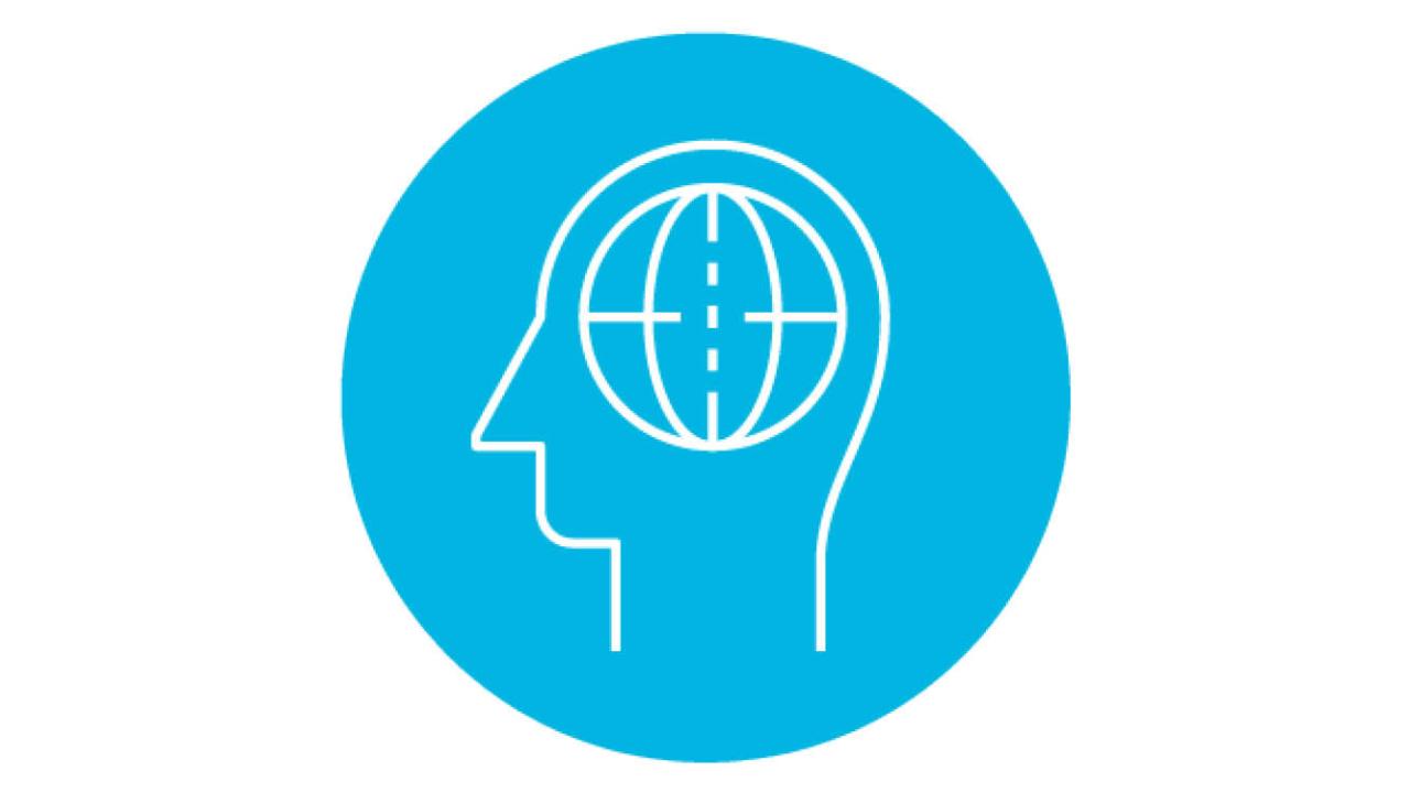 line icon of head with thinking brain
